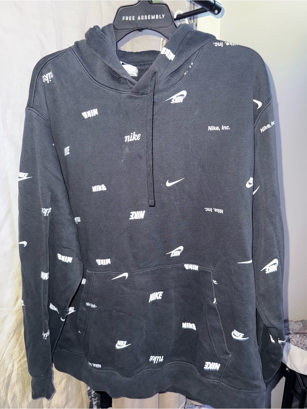 Nike Black Hoodie with White Logo Print